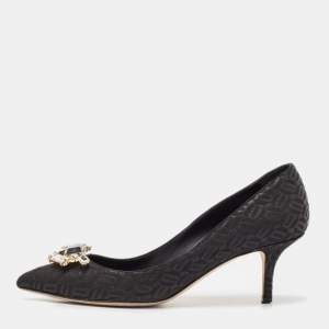 Dolce & Gabbana Black Fabric Crystal Embellished Pumps Size 38