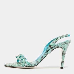 Dolce & Gabbana Persian Green Python Slingback Sandals Size 38