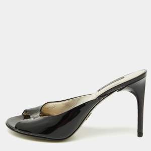 Dolce & Gabbana Black Patent Leather Slide Sandals Size 38.5