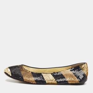 Dolce & Gabbana Black/Gold Sequin Ballet Flats Size 40.5