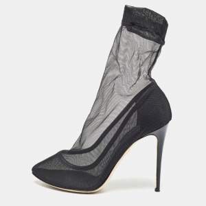 Dolce & Gabbana Black Tulle Fabric Ankle Booties Size 39