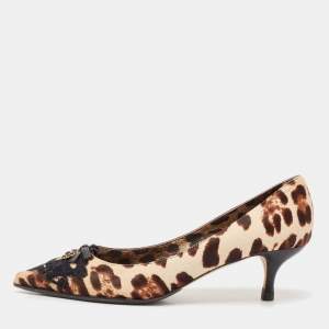 Dolce & Gabbana Beige/Cream Leopard Calf Hair Pointed Toe Pumps Size 37