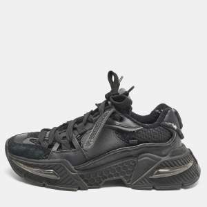 Dolce & Gabbana Black Leather and Fabric Daymaster Sneakers Size 37.5