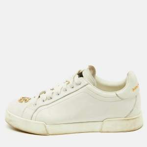 Dolce & Gabbana White Leather Portofino Low Top Sneakers Size 39.5