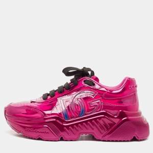Dolce & Gabbana Iridescent Patent DG Logo Lace Up Sneakers Size 37
