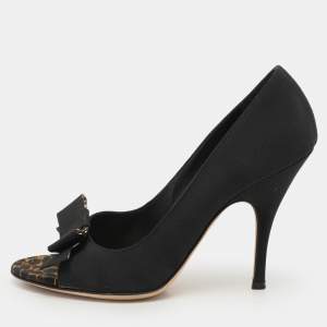 D&G Black Fabric Bow Peep Toe Pumps Size 39.5