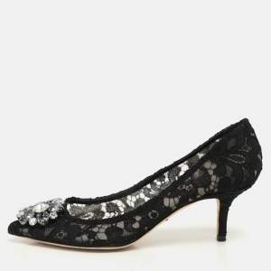 Dolce & Gabbana Black Lace Bellucci Pumps Size 38.5