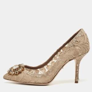 Dolce & Gabbana Beige Lace Bellucci Pumps Size 38