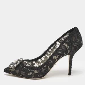 Dolce & Gabbana Black Lace Bellucci Pumps Size 38.5
