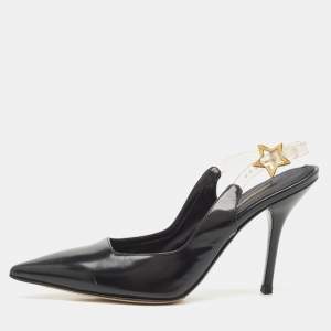 Dolce & Gabbana Black Leather and PVC Slingback Pumps Size 37.5