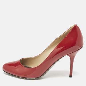 Dolce & Gabbana Dark Red Patent Leather Round Toe Pumps Size 39