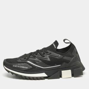 Dolce & Gabbana Black Mesh and Rubber Sorrento Lace Up Sneakers Size 43.5