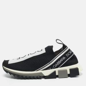 Dolce & Gabbana Black Fabric Sorrento Slip On Sneakers Size 38.5