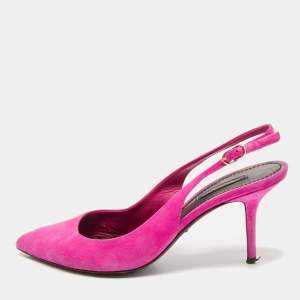 Dolce & Gabbana Pink Suede Pointed Toe Slingback Pumps Size 39