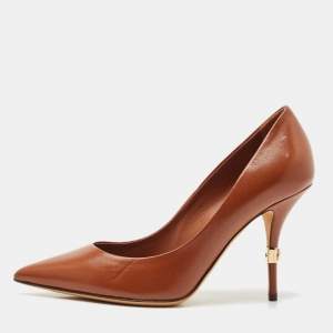 Dolce & Gabbana Brown Leather Pointed Toe Pumps Size 37