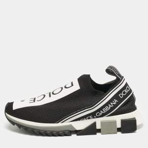 Dolce & Gabbana Black Knit Fabric Sorrento Slip On Sneakers Size 41