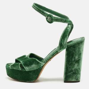 Dolce & Gabbana Green Velvet Keira Platform Sandals Size 39