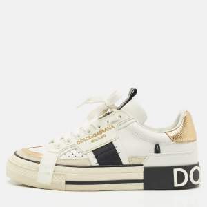 Dolce & Gabbana Multicolor Leather and Suede Custom 2.Zero Sneakers Size 38