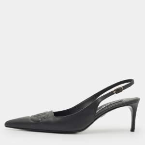Dolce & Gabbana Black DG Logo Embossed Leather Pumps Size 39