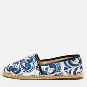 Pre Owned Dolce & Gabbana Multicolor Maiolica Print Canvas and Leather Slip On Espadrilles Size 46