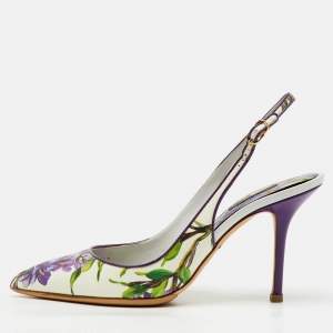 Pre Owned Dolce & Gabbana Multicolor Floral Print Patent Leather Slingback Pumps Size 40