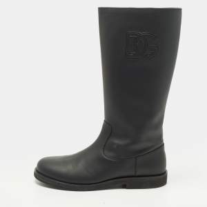 Pre Owned Dolce & Gabbana Size 37 Black Leather Mid Calf Boots