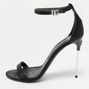مملوكة مسبقًا Dolce & Gabbana Keira Size 39 Black Satin Ankle Strap Sandals