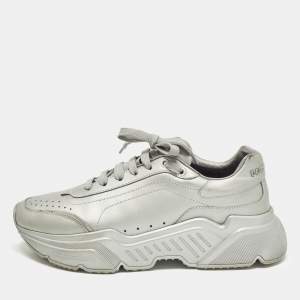 Pre Owned Dolce & Gabbana Daymaster Size 41 Grey Leather Lace Up Sneakers