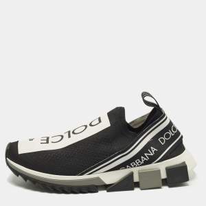مملوكة مسبقًا حذاء رياضي دولتشي أند غابانا سورينتو نسيج محاك أبيض/أسود سهل الارتداء مقاس 36.5