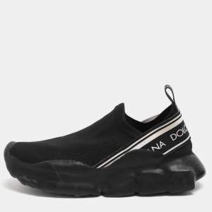 Pre Owned Dolce & Gabbana Sorrento Size 37.5 Black Mesh Slip On Sneakers