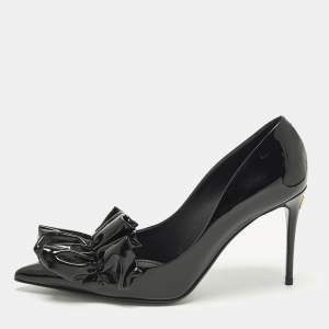 مملوكة مسبقًا Dolce & Gabbana Size 40 Black Patent Leather Bow Pointed Toe Pumps