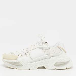 مملوكة مسبقًا Dolce & Gabbana Airmaster Size 37.5 White Leather and Mesh Lace Up Sneakers