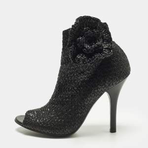 مملوكة مسبقًا Dolce & Gabbana Size 39 Black Straw Ankle Length Boots