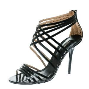 Dolce & Gabbana Black Leather Strappy Sandals Size 40