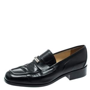 Pre Owned Dolce & Gabbana Black Leather Vintage Loafers Size 37.5