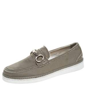 Pre Owned Dolce & Gabbana Grey Canvas Horsebit Loafers Size 39.5