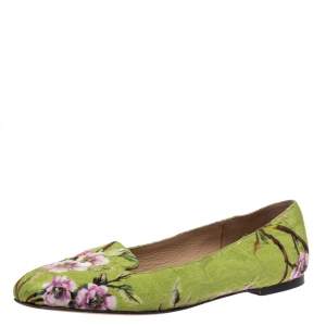 مملوكة مسبقًا Dolce & Gabbana Multicolor Floral Print Brocade Flat Smoking Slippers Size 37
