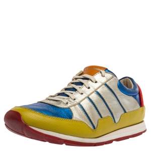 Dolce & Gabbana Multicolor Leather Parkour Low Top Sneakers Size 39