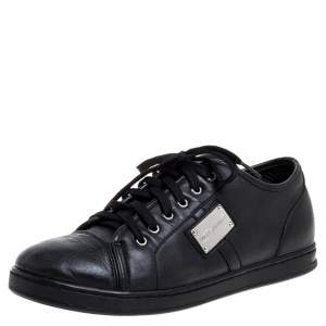 Pre Owned Dolce & Gabbana Black Leather Low Top Sneakers Size 37