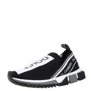Pre Owned Dolce & Gabbana Black/White Mesh Sorrento Slip On Sneakers Size 38.5