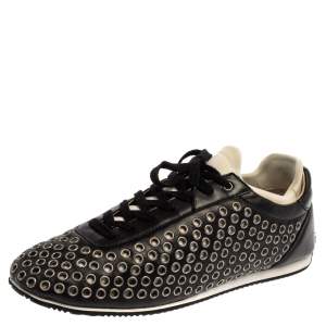 Dolce & Gabbana Black/White Leather Eyelet Lace Low Top Sneakers Size 44