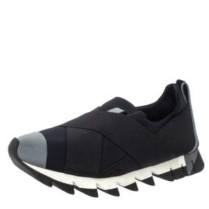Pre Owned Dolce & Gabbana Blue Neoprene and Elastic Band Ibiza Sneakers Size 39