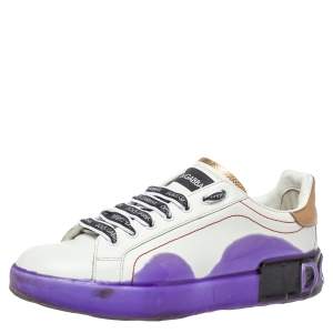 Pre Owned Dolce & Gabbana White Leather Portofino Melt Sneakers Size 39