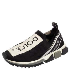 Dolce & Gabbana Black/Silver Fabric Sorrento Sneakers Size 40