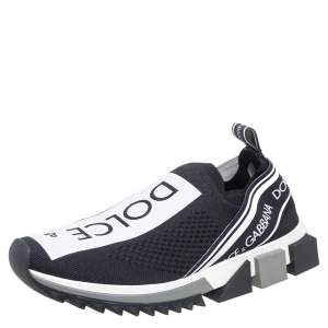 Pre Owned Dolce & Gabbana Black/White Fabric Sorrento Sneakers Size 39.5