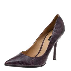 Dolce & Gabbana Dark Purple/Black Snakeskin Pointed Toe Pumps Size 40