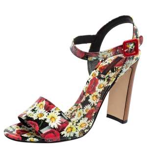 Dolce & Gabbana Multicolor Patent Ankle Strap Sandals Size 40