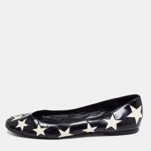 Dolce & Gabbana Black/White Leather Star Ballet Flats Size 39