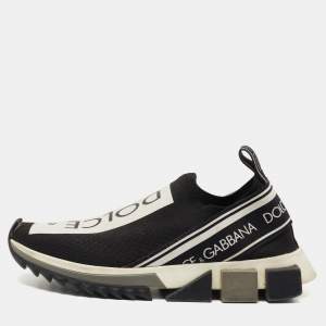Dolce & Gabbana Black/White Knit Fabric Sorrento Sneakers Size 38