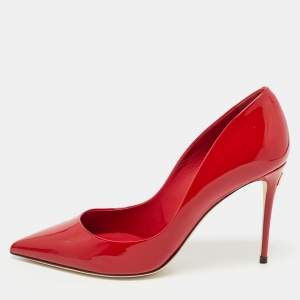 Dolce & Gabbana Red Patent Leather Pointed Toe Pumps Size 39